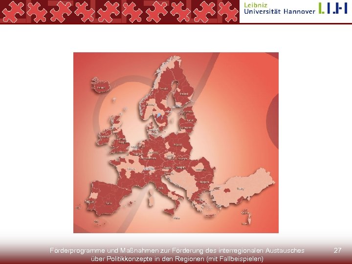 Förderprogramme und Maßnahmen zur Förderung des interregionalen Austausches über Politikkonzepte in den Regionen (mit