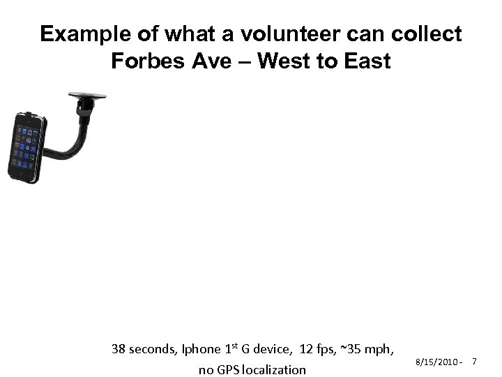 Example of what a volunteer can collect Forbes Ave – West to East 38