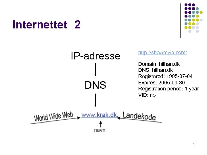 Internettet 2 IP-adresse DNS http: //showmyip. com/ Domain: hilhan. dk DNS: hilhan. dk Registered: