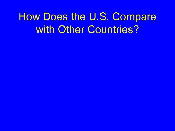 How Does the U. S. Compare with Other Countries? 
