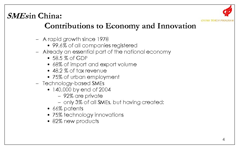 SMEs in China: Contributions to Economy and Innovation CHINA TOR PROGRAM CH – A