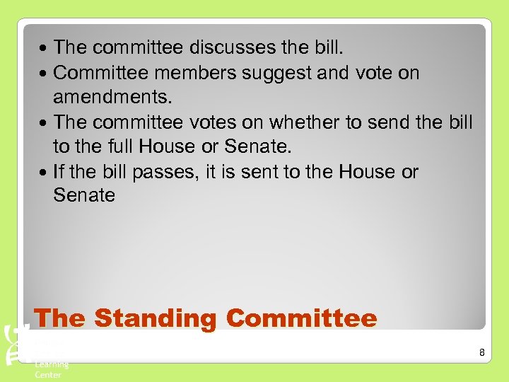 The committee discusses the bill. Committee members suggest and vote on amendments. The committee