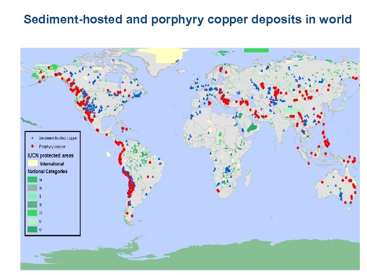 Sediment-hosted and porphyry copper deposits in world 