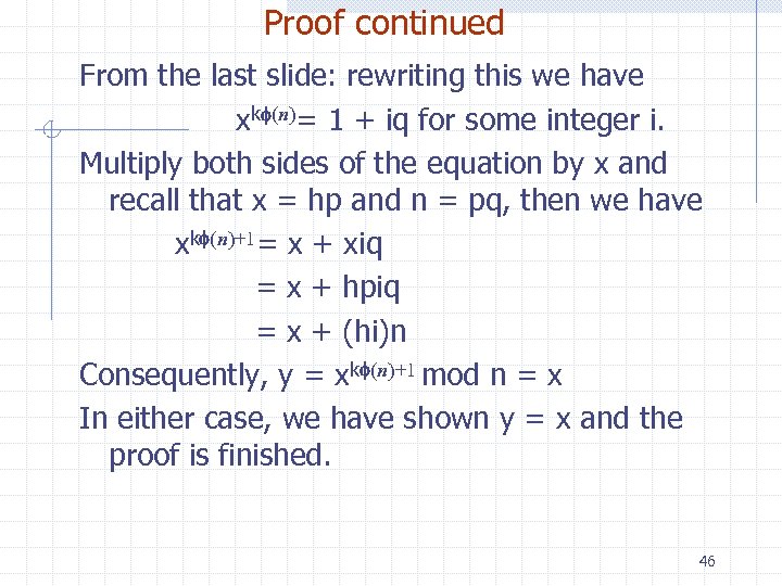 Proof continued From the last slide: rewriting this we have xkf(n)= 1 + iq