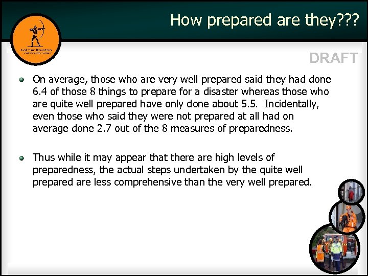 How prepared are they? ? ? DRAFT On average, those who are very well