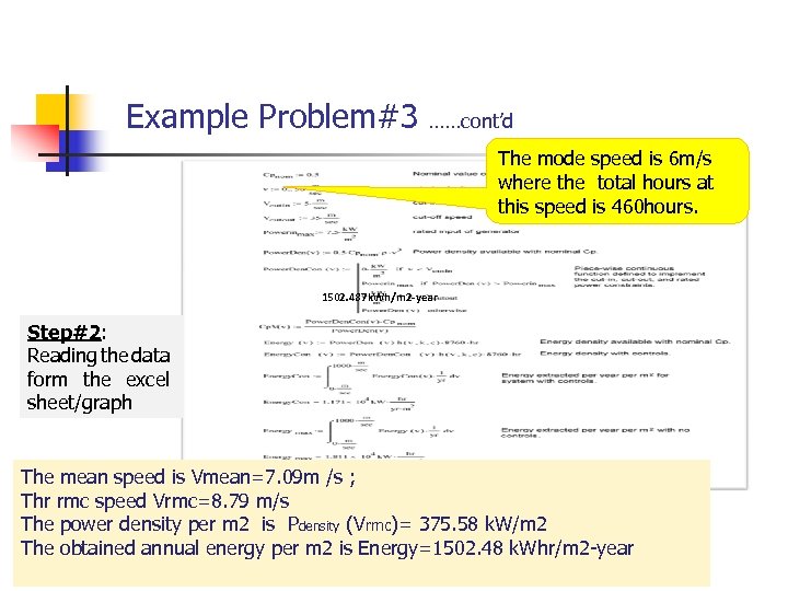 Example Problem#3 ……cont’d The mode speed is 6 m/s where the total hours at