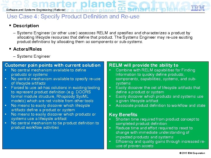 Market Software and Systems Engineering | Rational Use Case 4: Specify Product Definition and