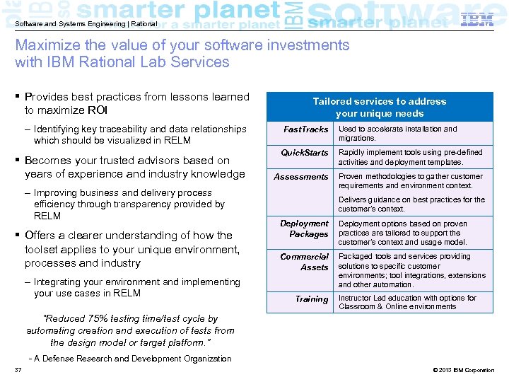 Software and Systems Engineering | Rational Maximize the value of your software investments with