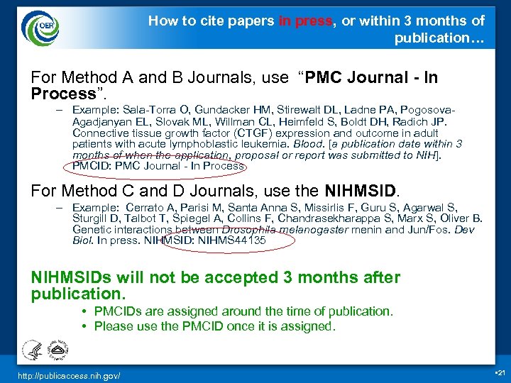 How to cite papers in press, or within 3 months of publication… For Method