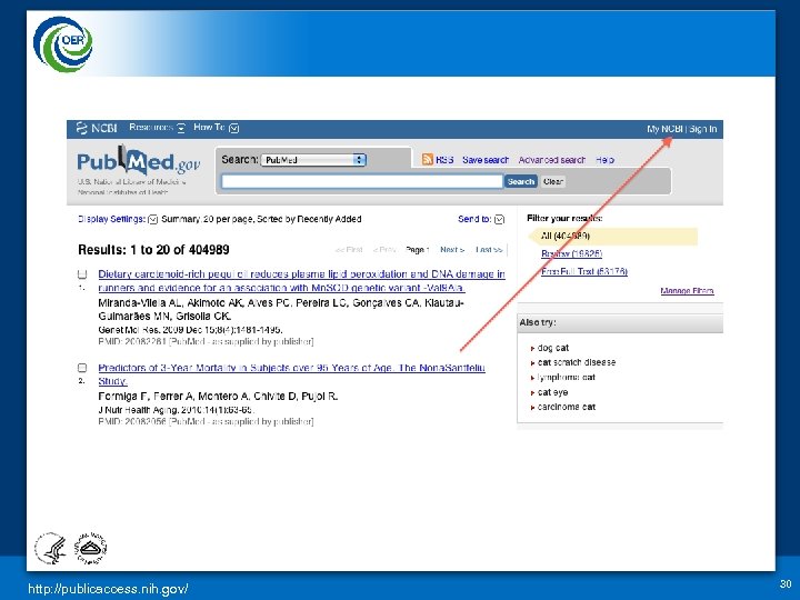 http: //publicaccess. nih. gov/ 30 