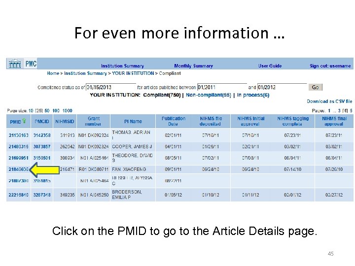 For even more information … Click on the PMID to go to the Article