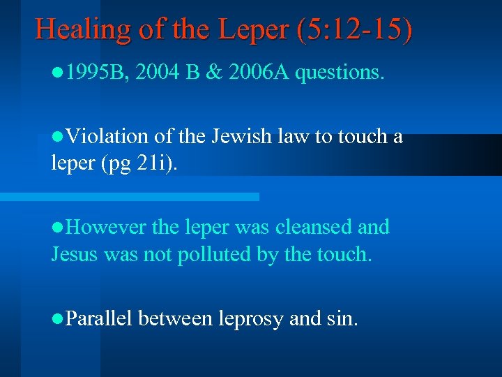 Healing of the Leper (5: 12 -15) l 1995 B, 2004 B & 2006