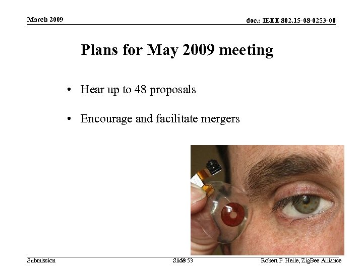 March 2009 doc. : IEEE 802. 15 -08 -0253 -00 Plans for May 2009