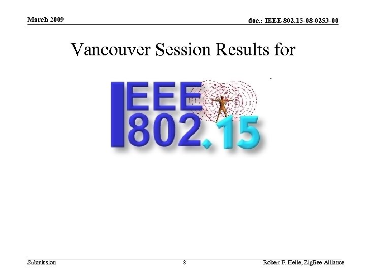 March 2009 doc. : IEEE 802. 15 -08 -0253 -00 Vancouver Session Results for