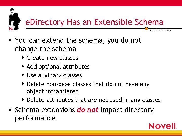 e. Directory Has an Extensible Schema • You can extend the schema, you do