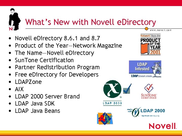 What’s New with Novell e. Directory • • • Novell e. Directory 8. 6.