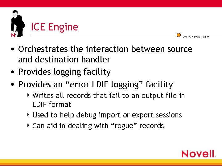 ICE Engine • Orchestrates the interaction between source and destination handler • Provides logging