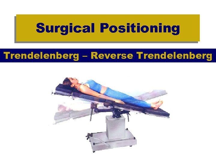 Surgical Positioning Trendelenberg – Reverse Trendelenberg 
