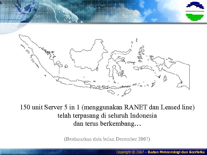 150 unit Server 5 in 1 (menggunakan RANET dan Leased line) telah terpasang di