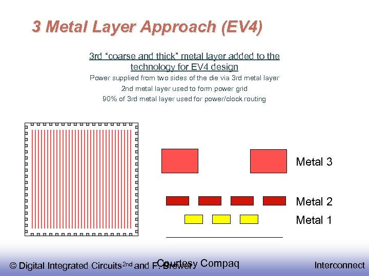 3 Metal Layer Approach (EV 4) 3 rd “coarse and thick” metal layer added