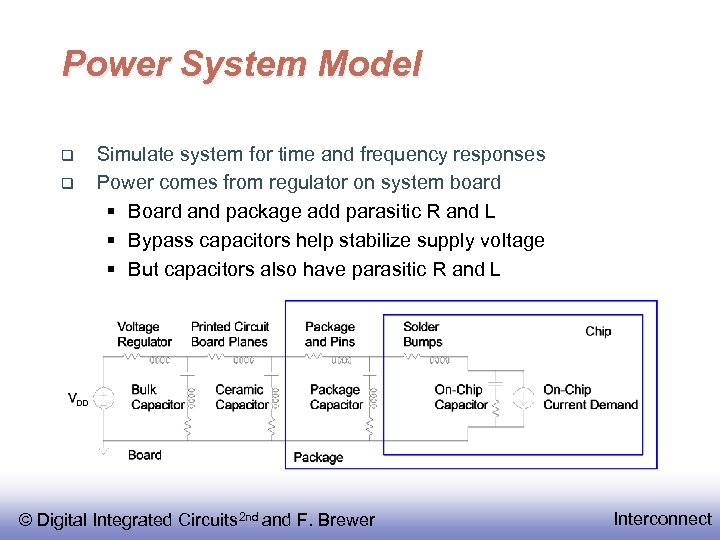 Power System Model Simulate system for time and frequency responses Power comes from regulator