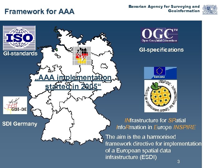 Bavarian Agency for Surveying and Geoinformation Framework for AAA GI-specifications GI-standards „AAA implementation started