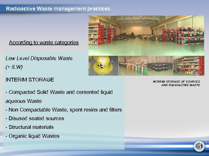 Radioactive Waste management practices According to waste categories Low Level Disposable Waste (+ ILW)