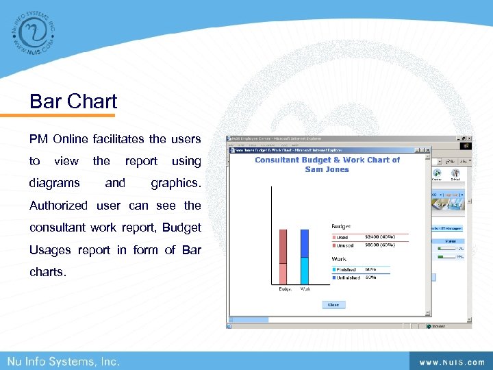 Bar Chart PM Online facilitates the users to view diagrams the report and using