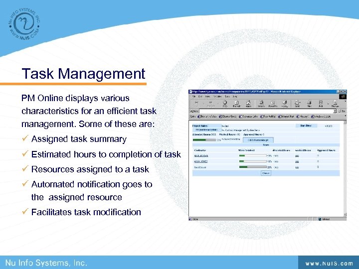 Task Management PM Online displays various characteristics for an efficient task management. Some of