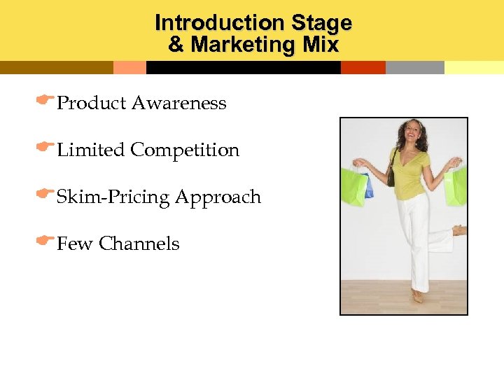 Introduction Stage & Marketing Mix EProduct Awareness ELimited Competition ESkim-Pricing Approach EFew Channels 