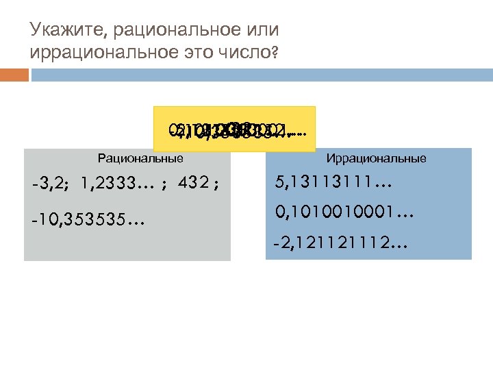 Укажите какое число является иррациональным