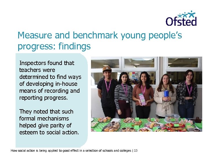 Measure and benchmark young people’s progress: findings Inspectors found that teachers were determined to