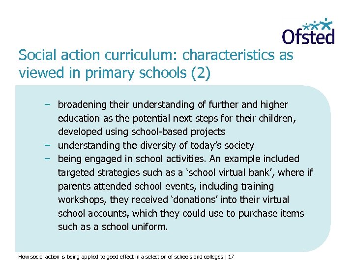 Social action curriculum: characteristics as viewed in primary schools (2) − broadening their understanding