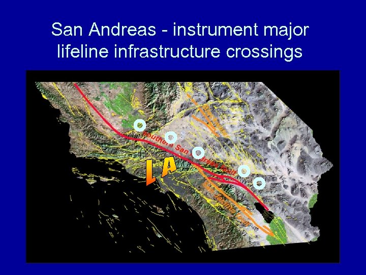 San Andreas - instrument major lifeline infrastructure crossings 