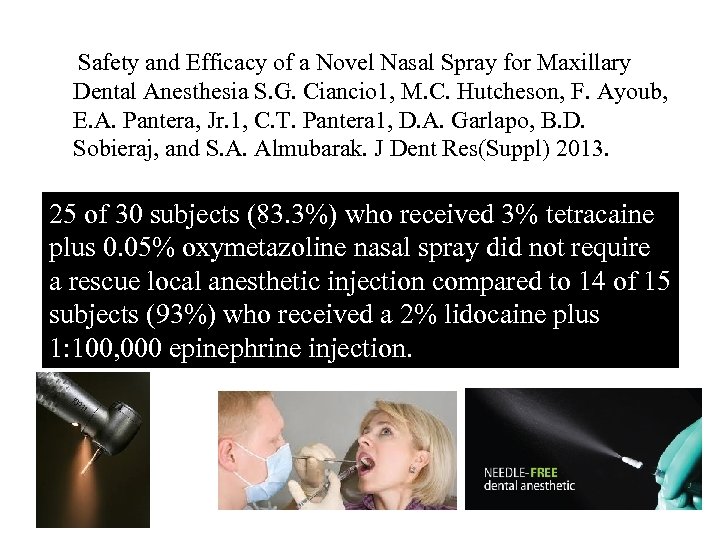 Safety and Efficacy of a Novel Nasal Spray for Maxillary Dental Anesthesia S. G.