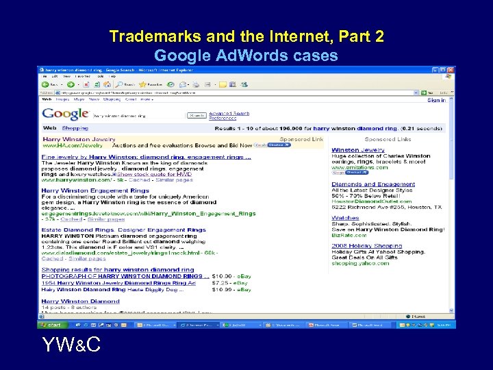 Trademarks and the Internet, Part 2 Google Ad. Words cases YW&C 