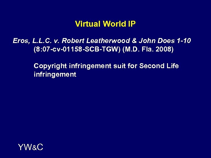Virtual World IP Eros, L. L. C. v. Robert Leatherwood & John Does 1