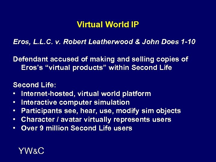 Virtual World IP Eros, L. L. C. v. Robert Leatherwood & John Does 1