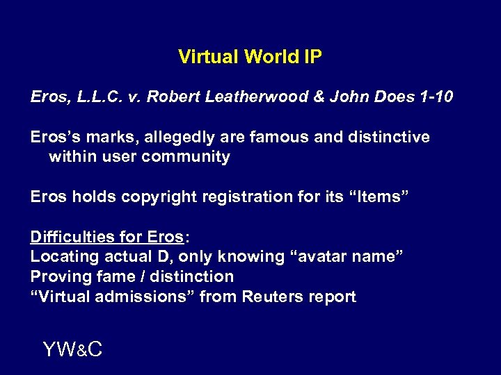 Virtual World IP Eros, L. L. C. v. Robert Leatherwood & John Does 1