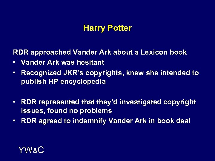 Harry Potter RDR approached Vander Ark about a Lexicon book • Vander Ark was