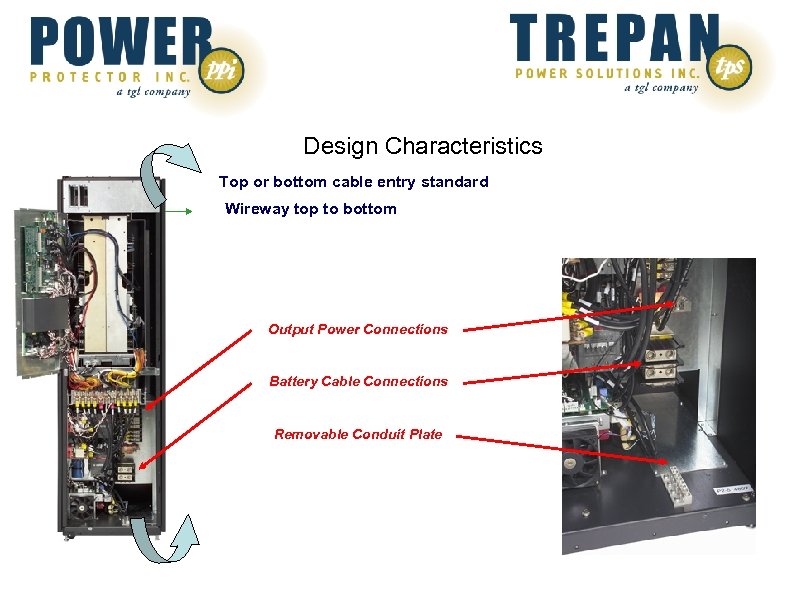 Design Characteristics Top or bottom cable entry standard Wireway top to bottom Output Power