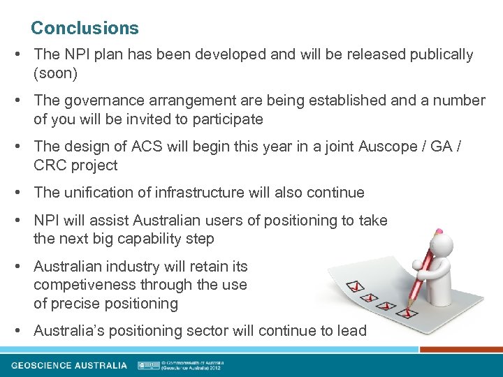 Conclusions • The NPI plan has been developed and will be released publically (soon)