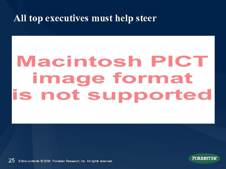 All top executives must help steer 25 Entire contents © 2008 Forrester Research, Inc.