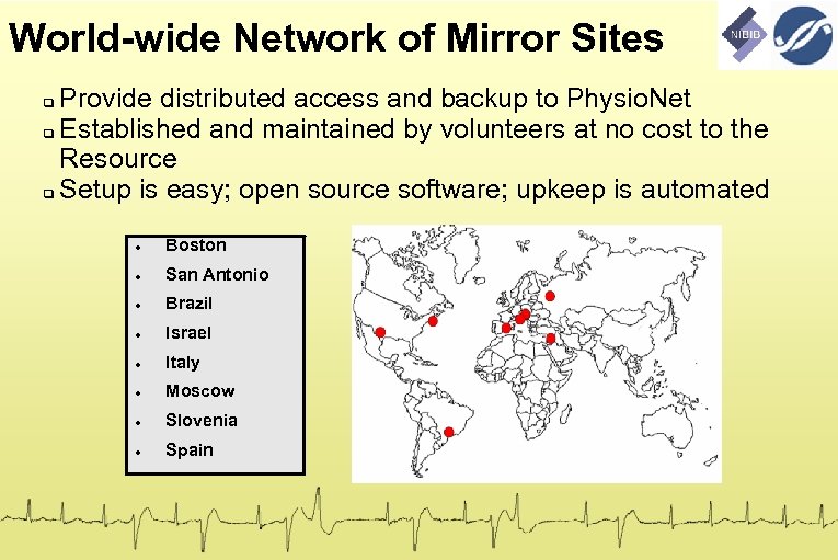 World-wide Network of Mirror Sites Provide distributed access and backup to Physio. Net Established