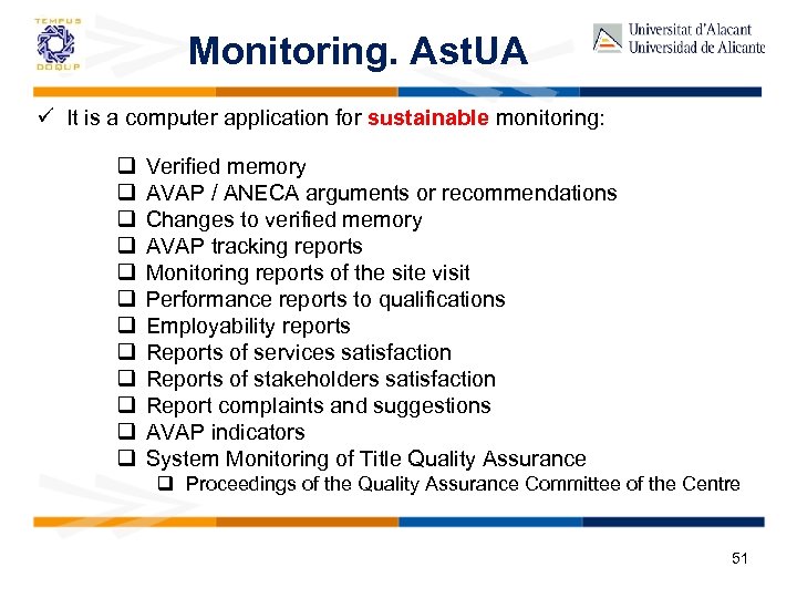 Monitoring. Ast. UA ü It is a computer application for sustainable monitoring: q q