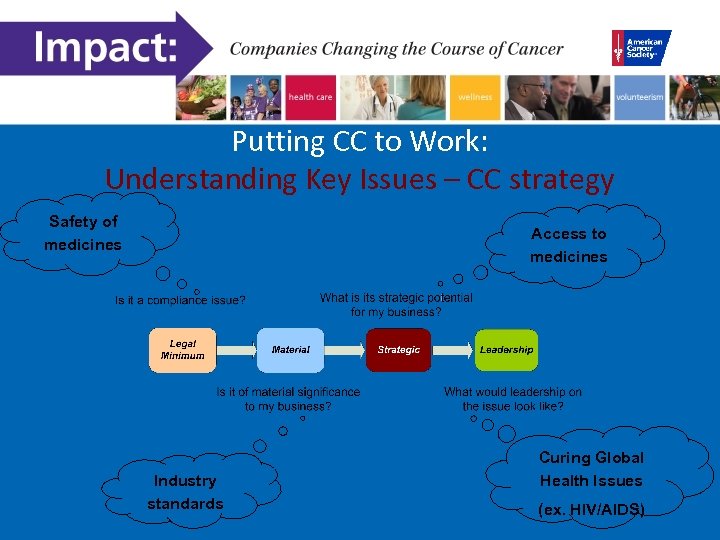 Putting CC to Work: Understanding Key Issues – CC strategy Safety of medicines Access