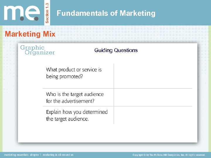 Section 1. 3 Fundamentals of Marketing Mix Guiding Questions 