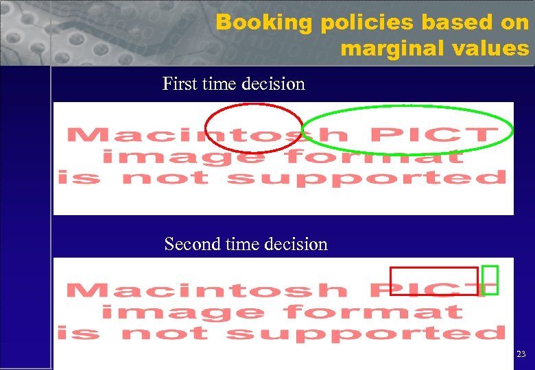 Booking policies based on marginal values First time decision Second time decision 23 