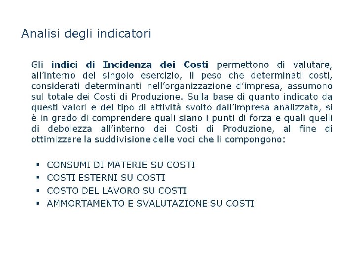 Analisi degli indicatori 